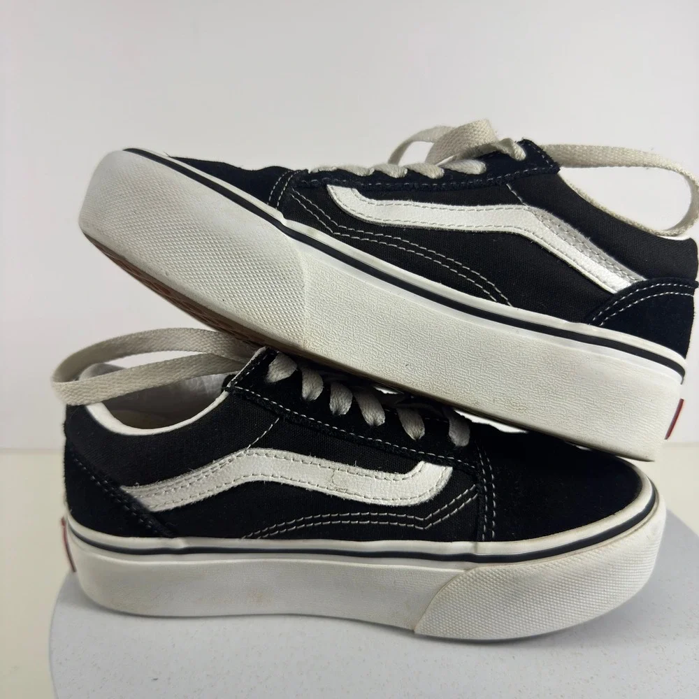 Vans Old Skool Kids Sneakers Classic Skate Low Top Black White US 13.5